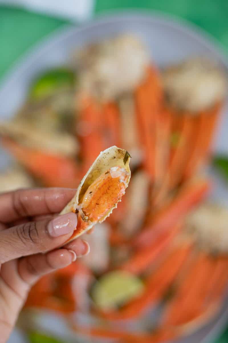 Tender snow crab meat coated in jerk butter sauce