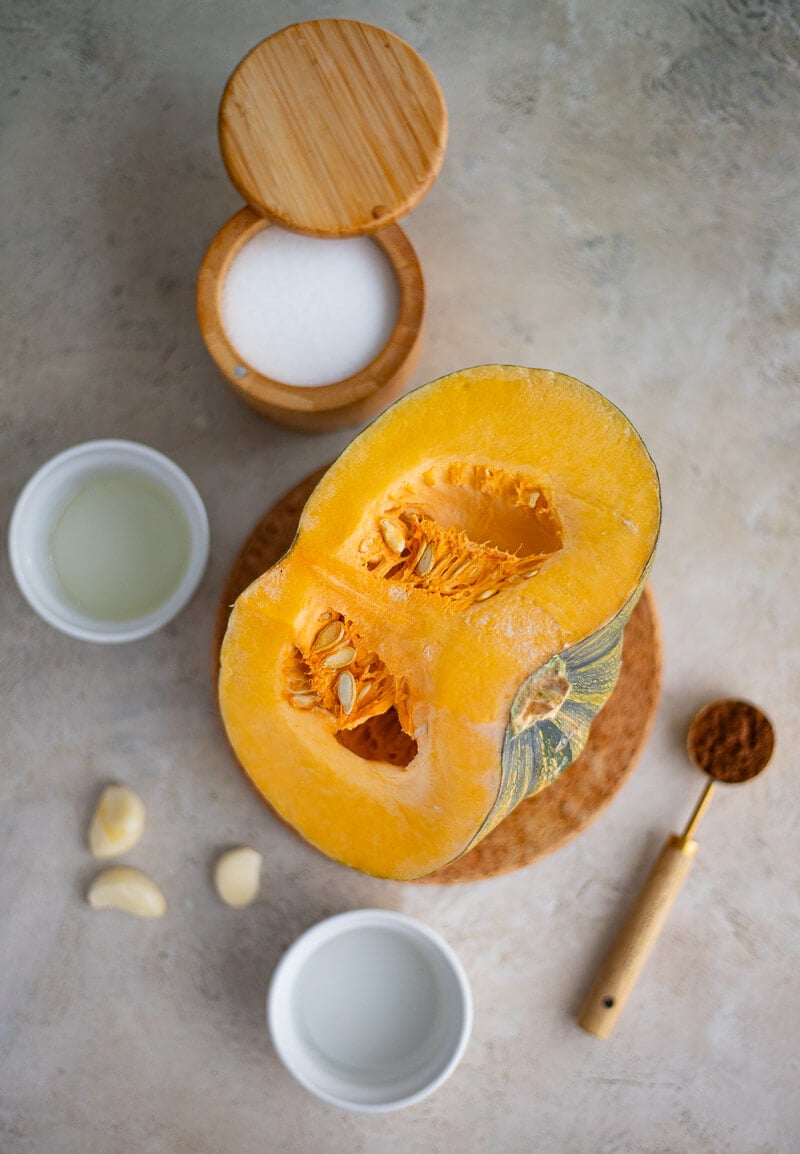Ingredients for making Trinidad pumpkin choka.