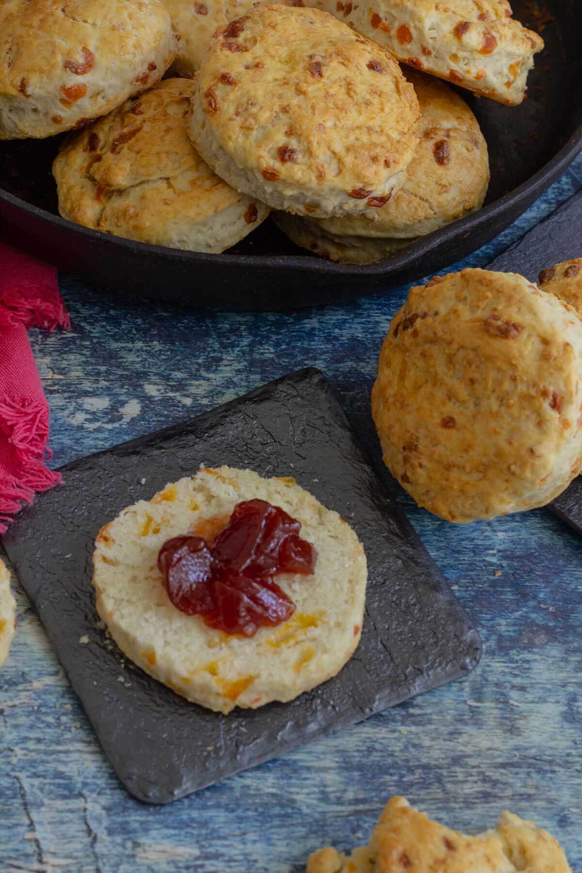 Freshly baked Caribbean coconut bake biscuits made with grated coconut and cheese