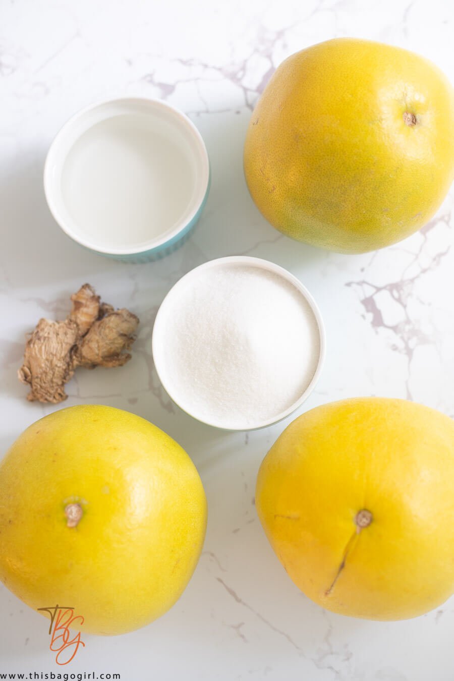 Ingredients for making candied pomelo