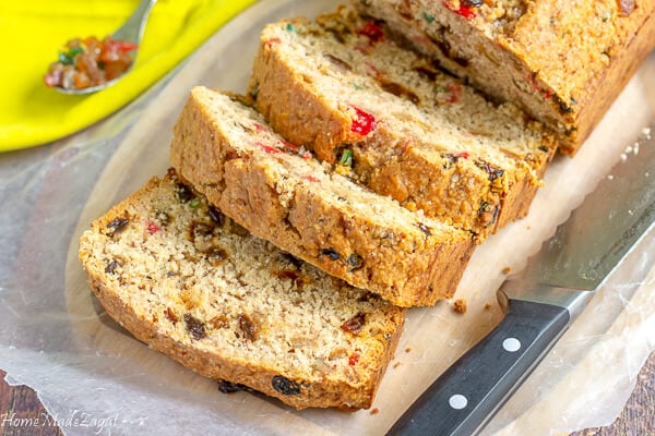 Slices of freshly baked Trinidad coconut sweet bread