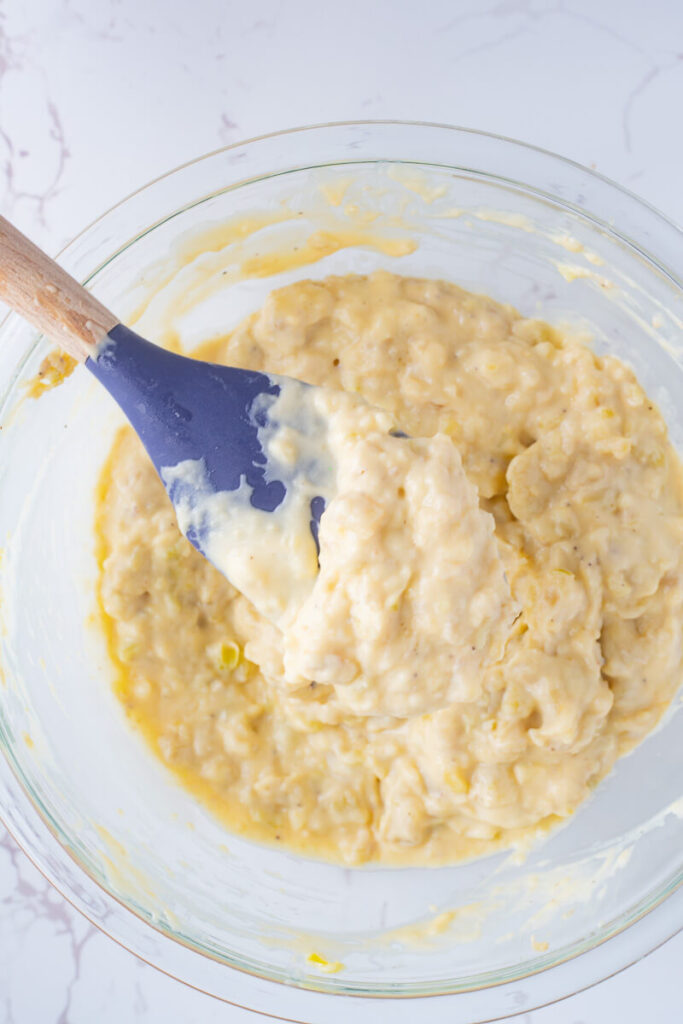 A mixture of creamy roux along with the chopped up boiled fig.
