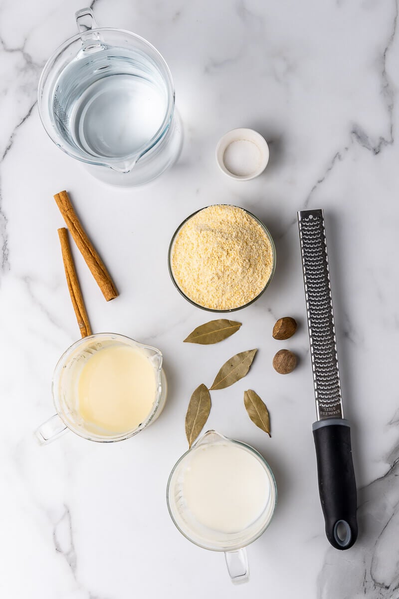 Ingredients for making cornmeal porridge.