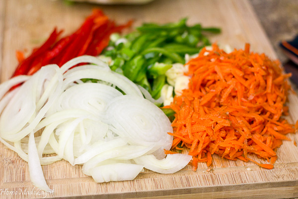 Chopped up vegetables 