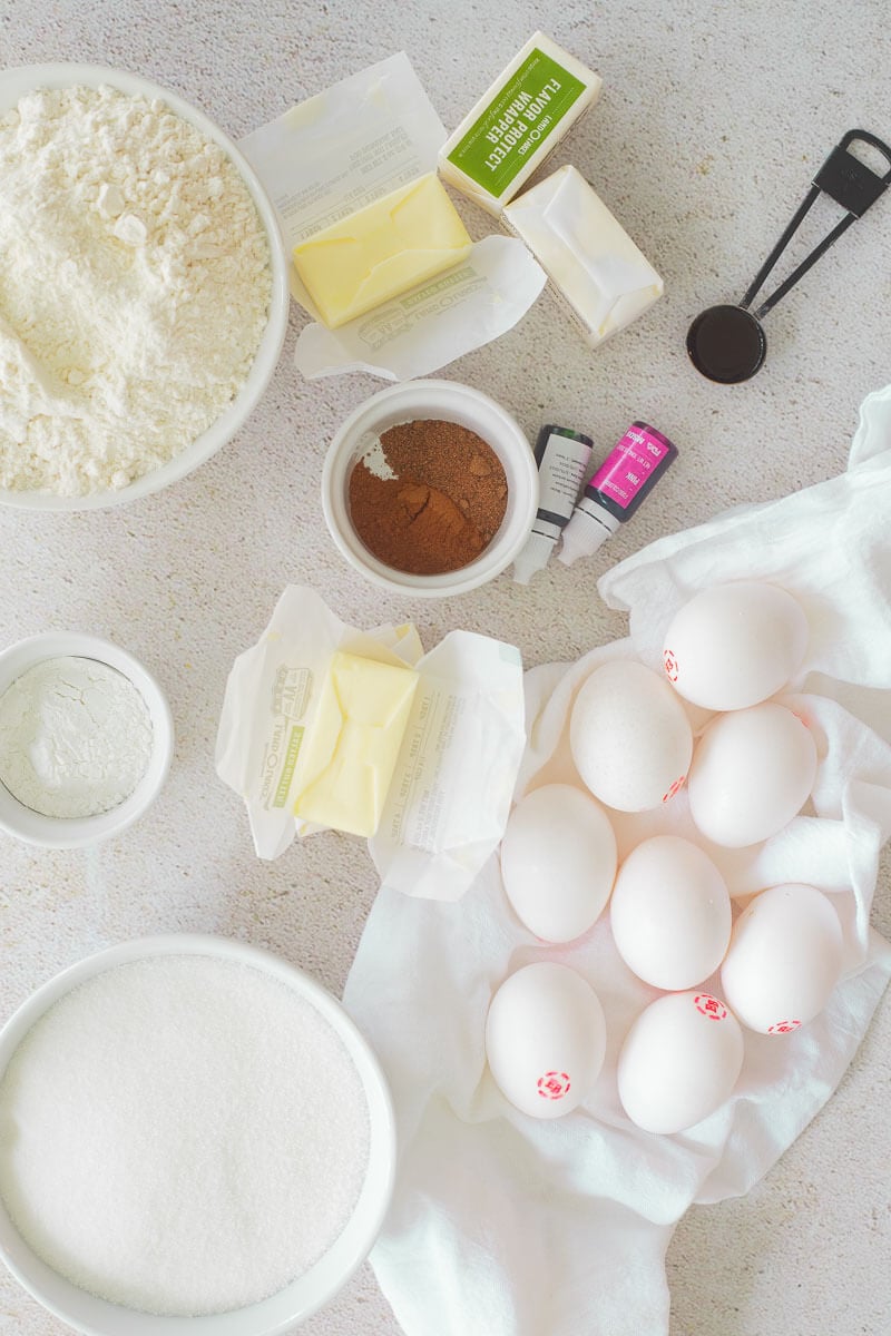 Picture of ingredients for Trini marble sponge cake.