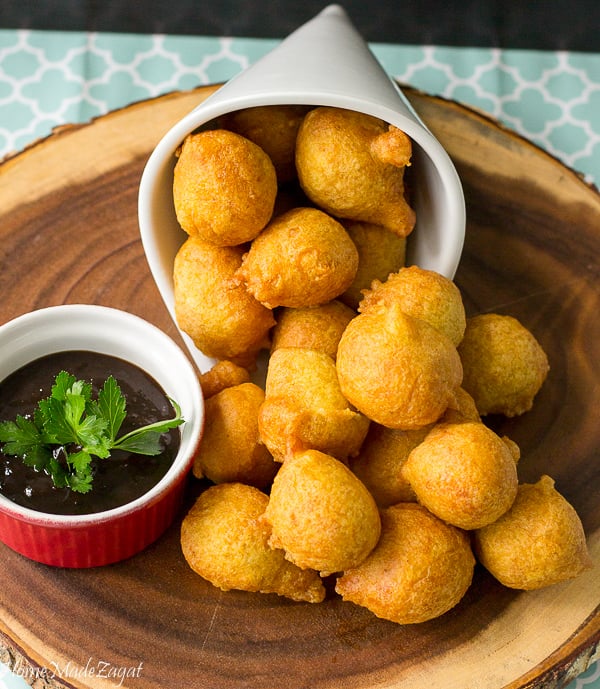 An easy recipe on how to make pholourie, a fried, spiced, flour mixture popularly eaten as a snack in Trinidad and Tobago, Guyana and Suriname.