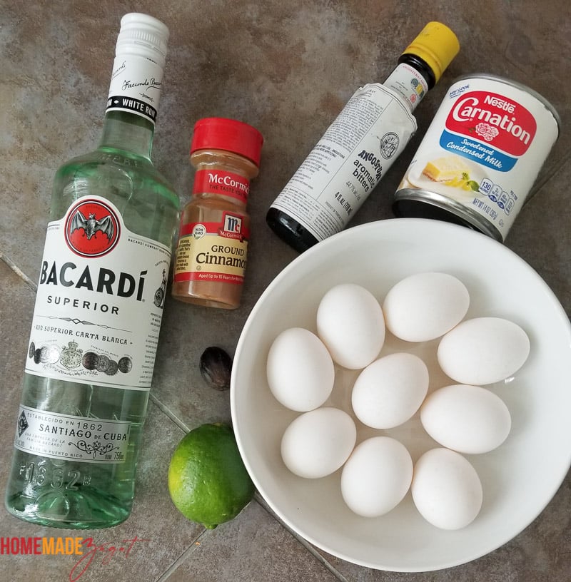 Ingredients for making original ponche de creme.