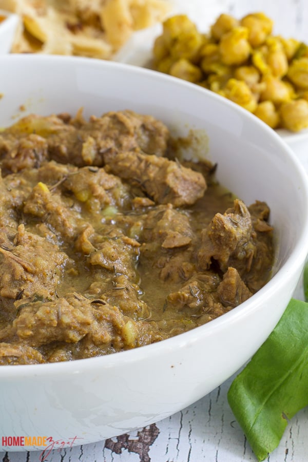 Close up of a bowl with curry beef