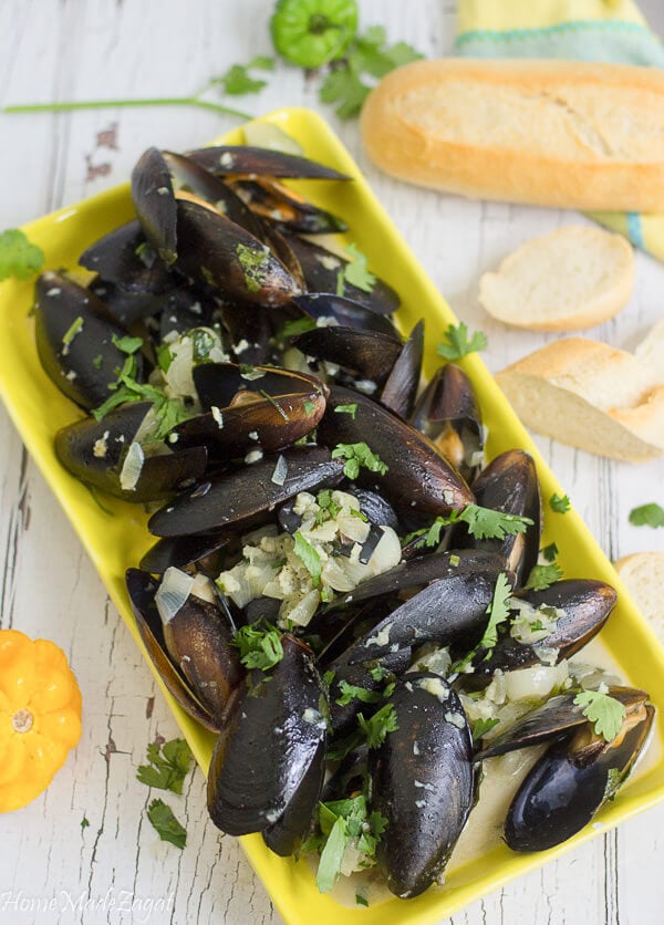Mussels steamed in coconut milk