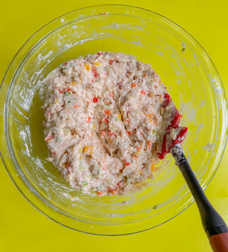Combine mixture of ingredients of accra batter.