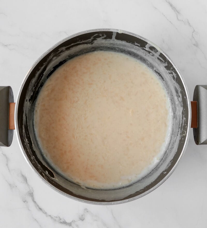 Simmered down rice and milk with spices, sweetened with condensed milk.
