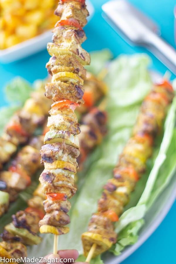 Spicy bbq chicken kebabs