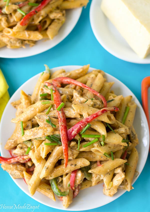 close up of a plate of rasta pasta
