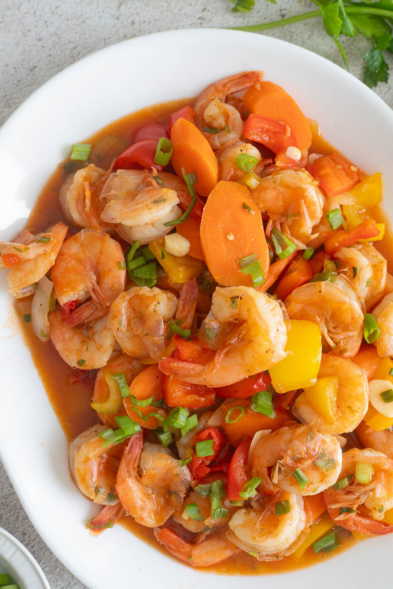 Pepper shrimp trini style ready to be served.