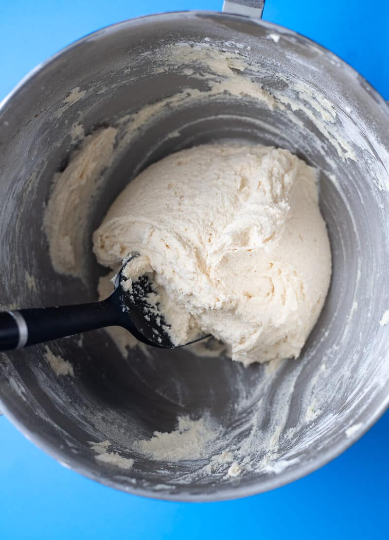 Soft cassava flour cookie dough showing thick texture before chilling