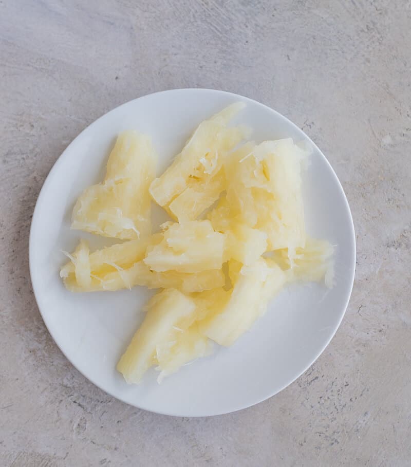 Boiled cassava ready to be blended.