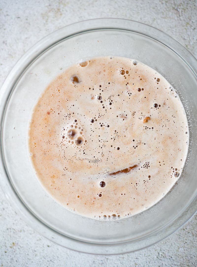 Tamarind soaking in hot water to soften the pulp.